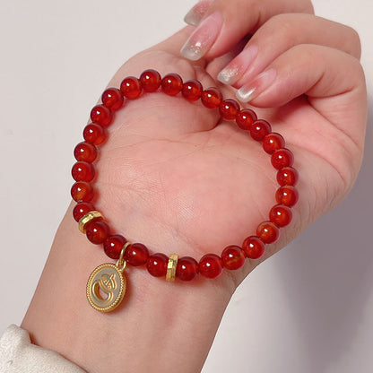 Red Agate Beaded Bracelet for New Year