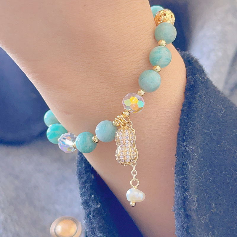 Prosperity Bracelet with Golden Hair Crystal and Peanut Beads