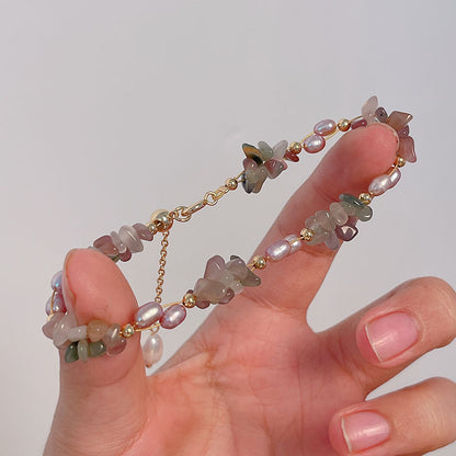 Crystal Pearl Bracelet Handmade Boho Style