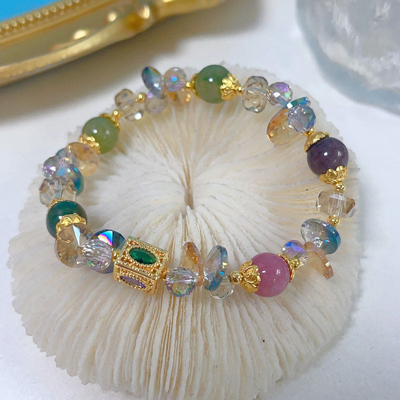 Pink Stone Beaded Unique Crystal Bracelet