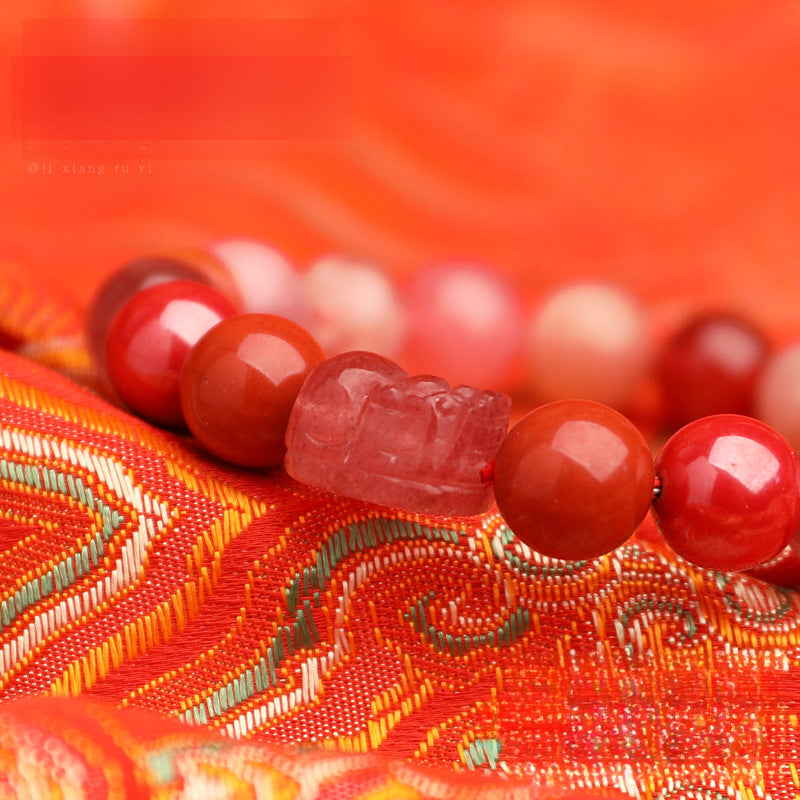 Fire Elemental-Red Agate Natural Crystal Multi-Treasure Auspicious Bracelet