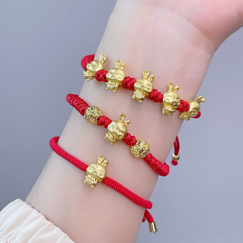 New Year Lucky Bag Red String Bracelet Year of the Gift Parent-child Couple Hand-woven Red Hand Rope Blessing Bracelet