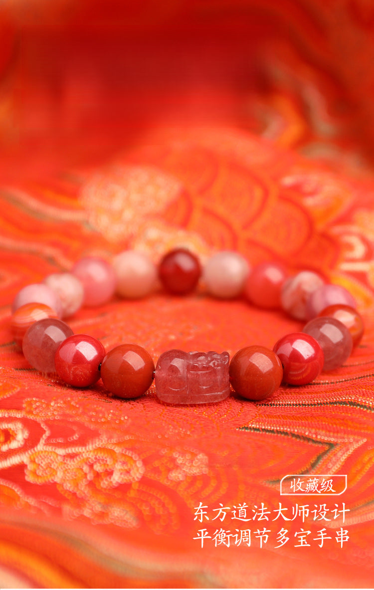 Fire Elemental-Red Agate Natural Crystal Multi-Treasure Auspicious Bracelet