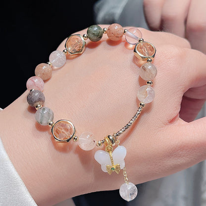 Colorful Crystal Strawberry Crystal Yellow Crystal Butterfly Bracelet