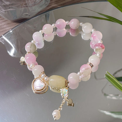 Colorful Natural Stone Crystal Pearl Bracelet Set for Fashionable Girls