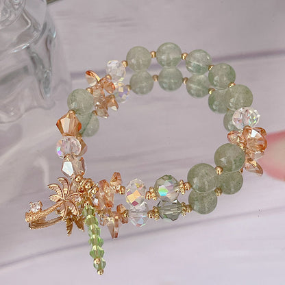 Colorful Natural Stone Crystal Pearl Bracelet Set for Fashionable Girls