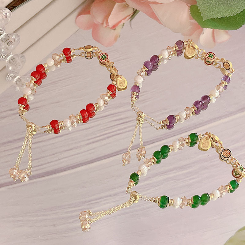 Red Agate Green Agate Pearl Bracelet