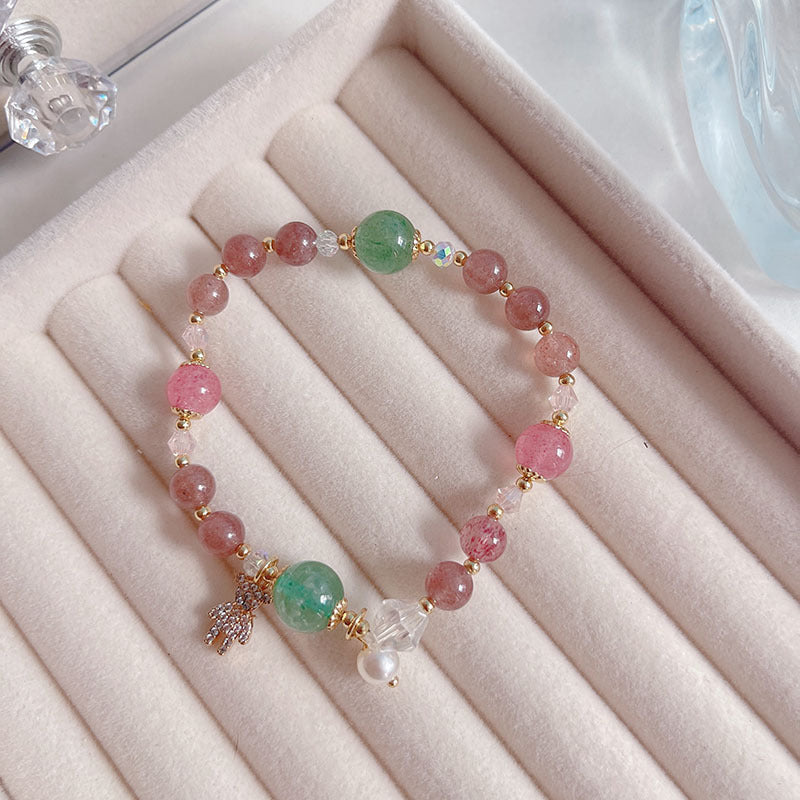 Natural Crystal Fox Lucky Clover Bracelet