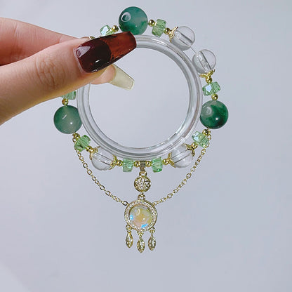 Dreamy Forest Glass Bead Dreamcatcher Bracelet