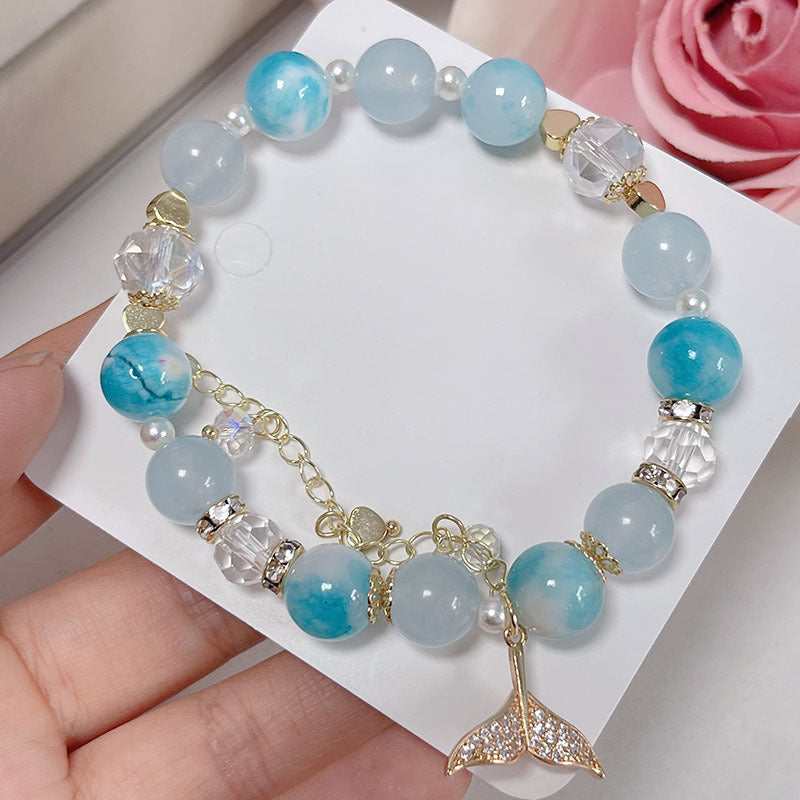 Candy Color Natural Stone Beaded Bracelet for Fairy Tail Girls