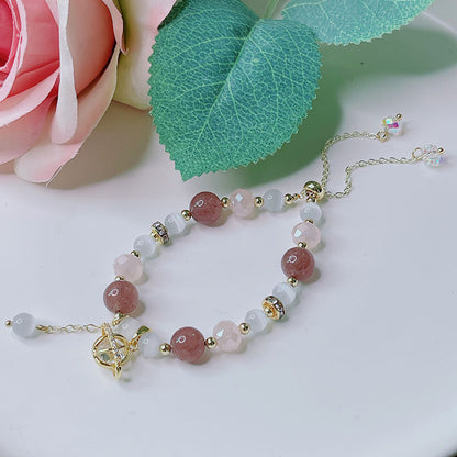 Cute Crystal Bracelet with Star and Flower Charms