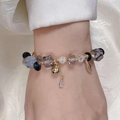 Irregular Crystal and Agate Bead Bell Bracelet