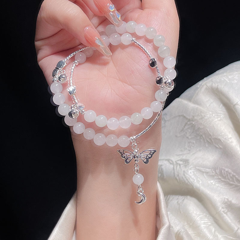 Delicate Sweet Pink Double-layer Strawberry Crystal Bracelet