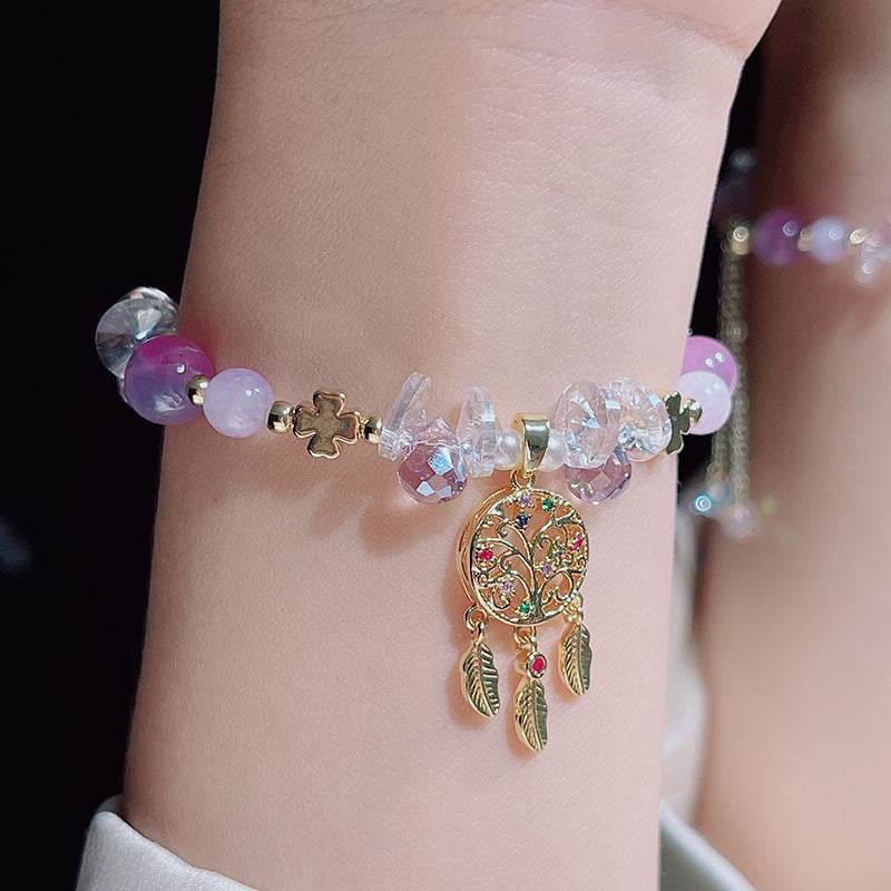 Delicate Tree of Life Dreamcatcher Pendant Bracelet for Women