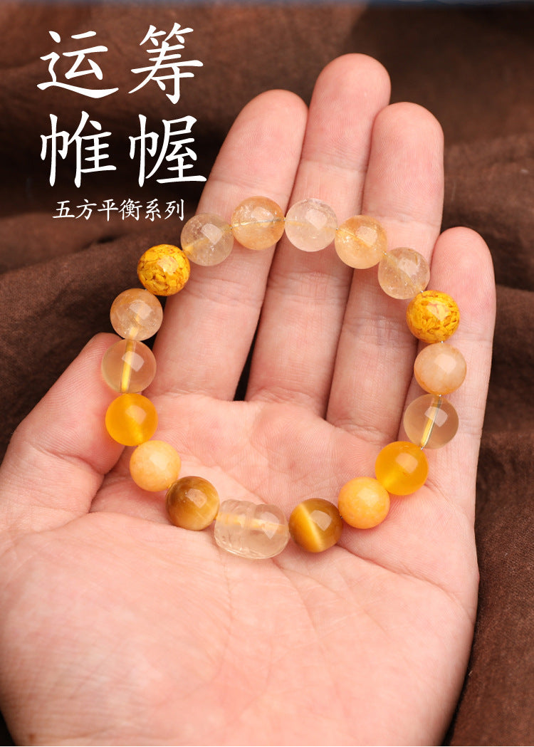 Earth Elemental-Yellow Jade Natural Crystal Bracelet