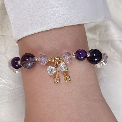 Purple Crystal Bow Bracelet for Women