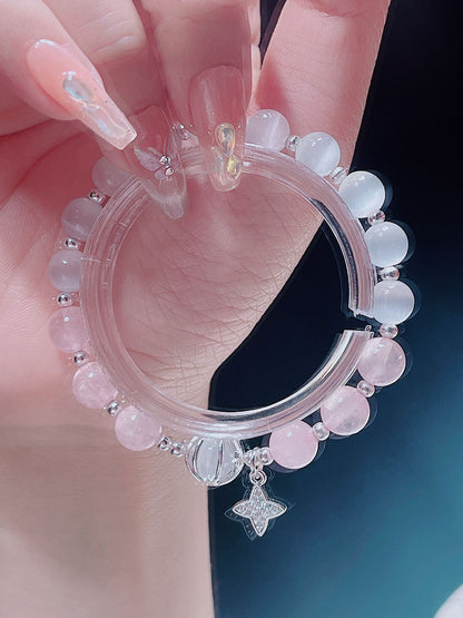 Sweet and Fresh Ins Style Pink Crystal Blue Stone Moon Star Fish Tail Bracelet