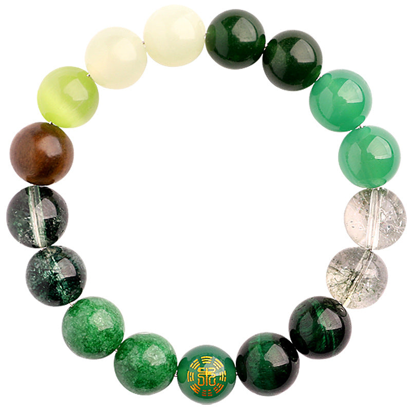 Wood Elemental-Green agate balance energy bracelet