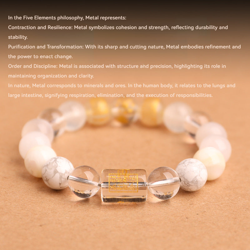 Metal Elemental-Natural Crystal Stone Bracelet