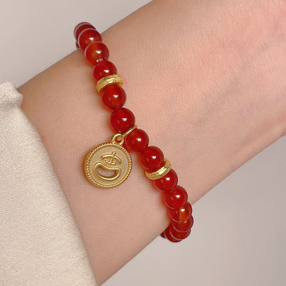 Red Agate Beaded Bracelet for New Year