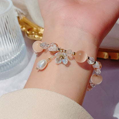 Cute Crystal Cat Eye Friendship Bracelet for Students