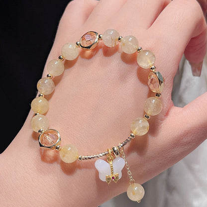 Colorful Crystal Strawberry Crystal Yellow Crystal Butterfly Bracelet