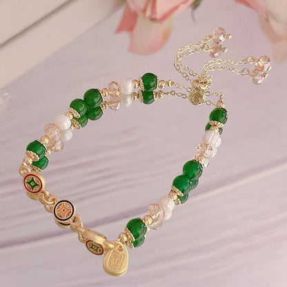 Red Agate Green Agate Pearl Bracelet