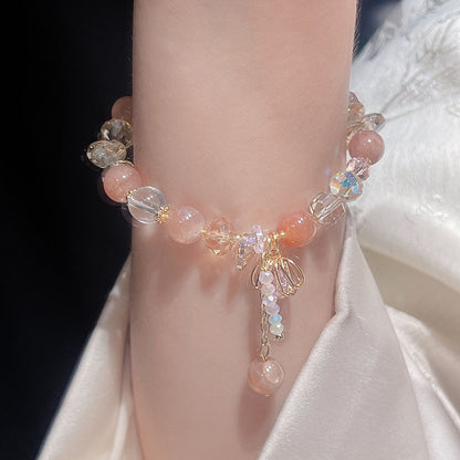 Crystal Bracelet with Shell Tassel Pendant