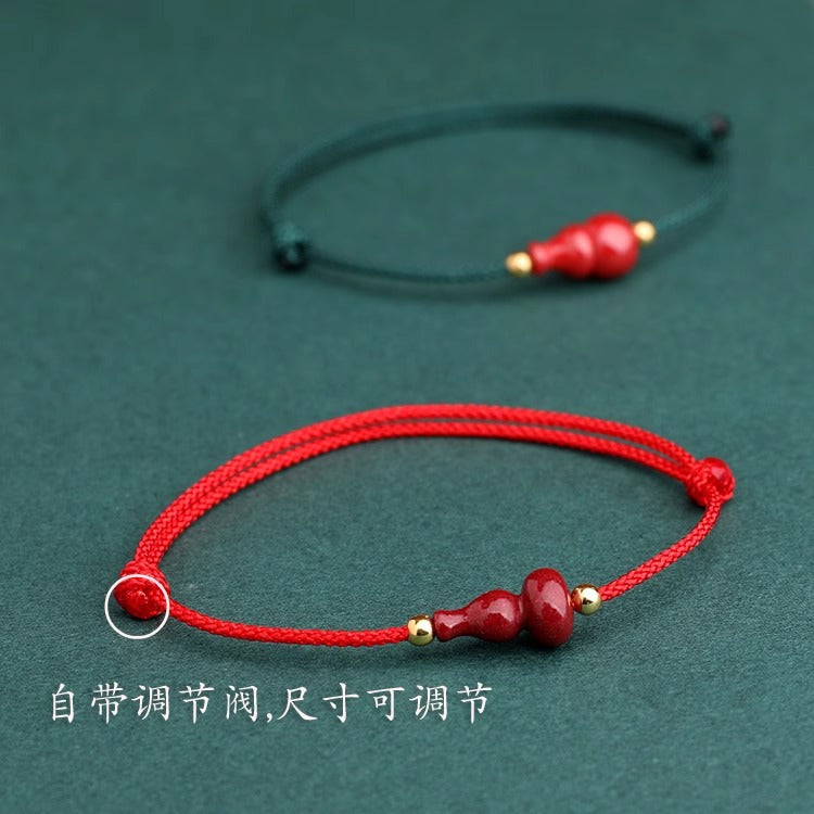 Finished natural red cinnabar gourd bracelet, raw mineral purple clay