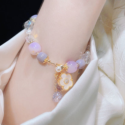 Spring/Summer Flower Bracelet with Natural Stone Crystal for Women