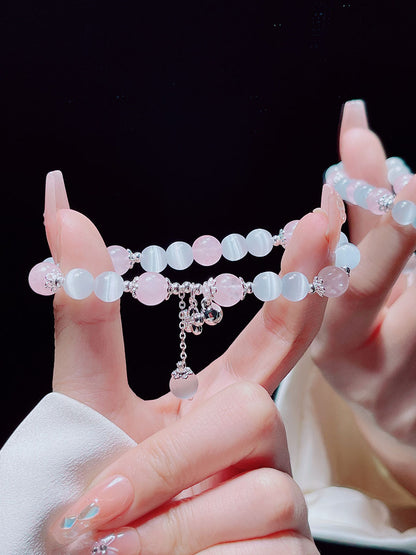 Sweet and Fresh Ins Style Pink Crystal Blue Stone Moon Star Fish Tail Bracelet