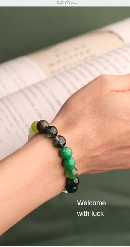 Wood Elemental-Green agate balance energy bracelet