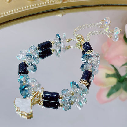 Cute Crystal Bracelet with Star and Flower Charms