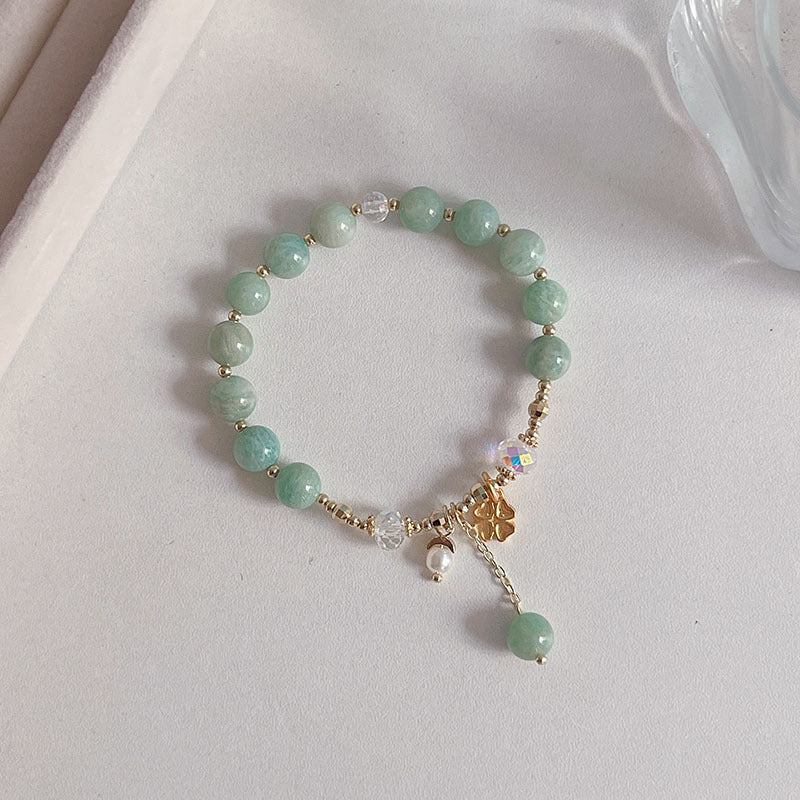 Natural Crystal Fox Lucky Clover Bracelet