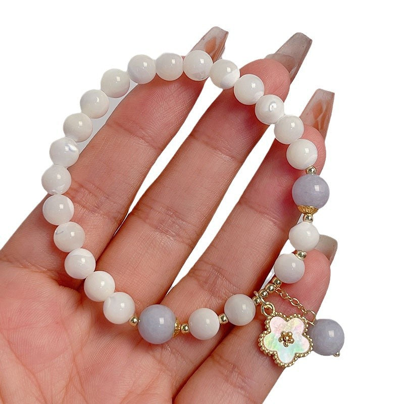 Natural White Butterfly Shell Flower Bellflower Bracelet