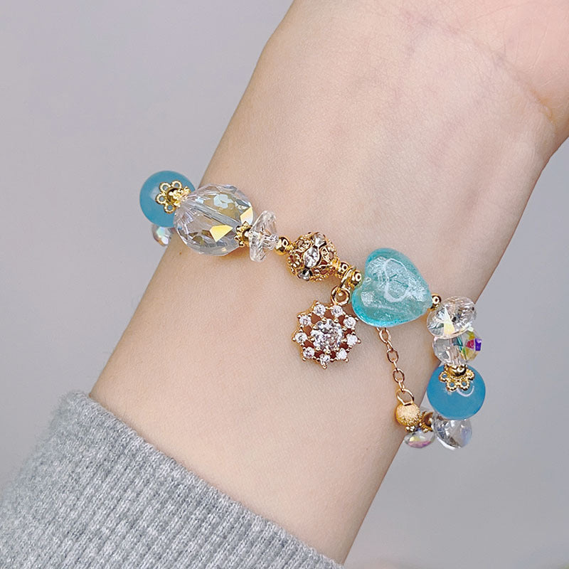 Fresh and Sweet Flower Bracelet with Zircon Inlay