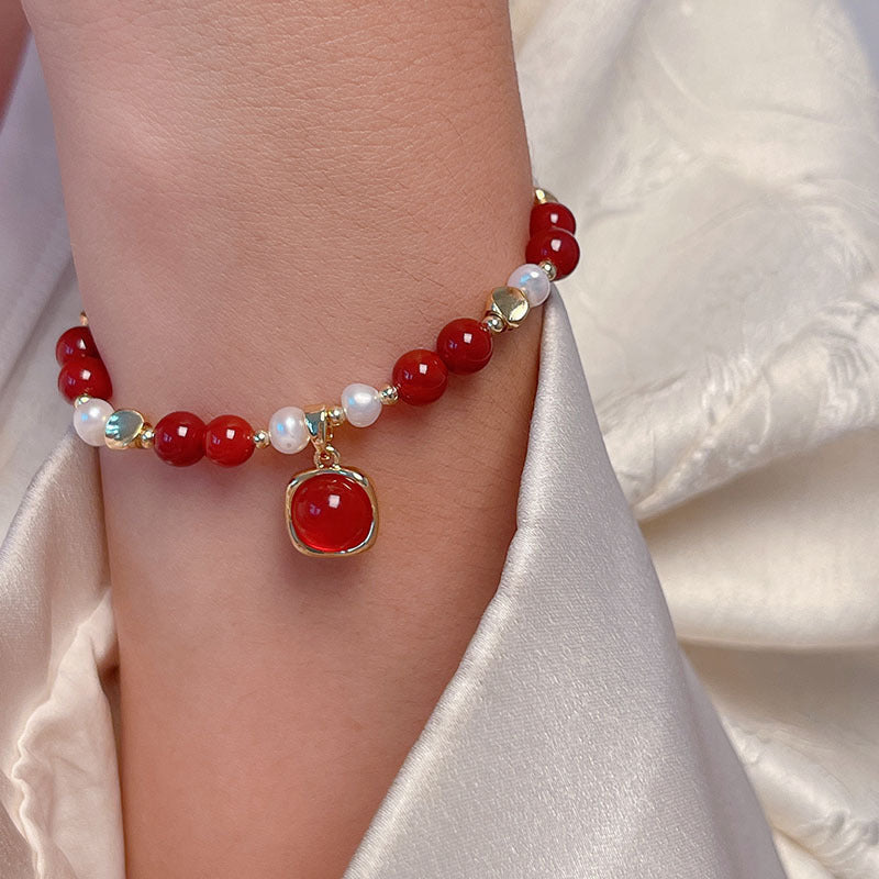 Unique Red Agate Bracelet for Chinese New Year