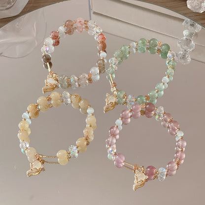 Natural Crystal Fox Lucky Clover Bracelet