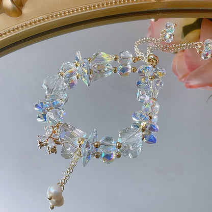 Sparkling Crystal Bracelet with Zircon Flower Pendant