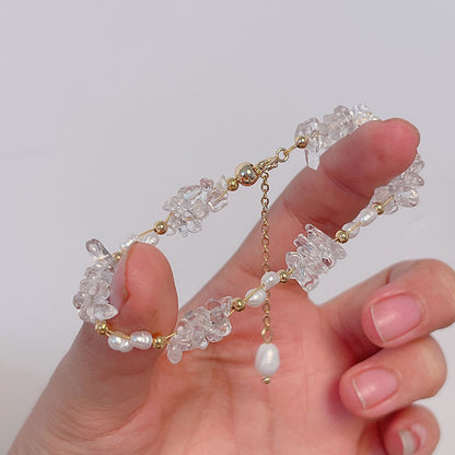 Crystal Pearl Bracelet Handmade Boho Style