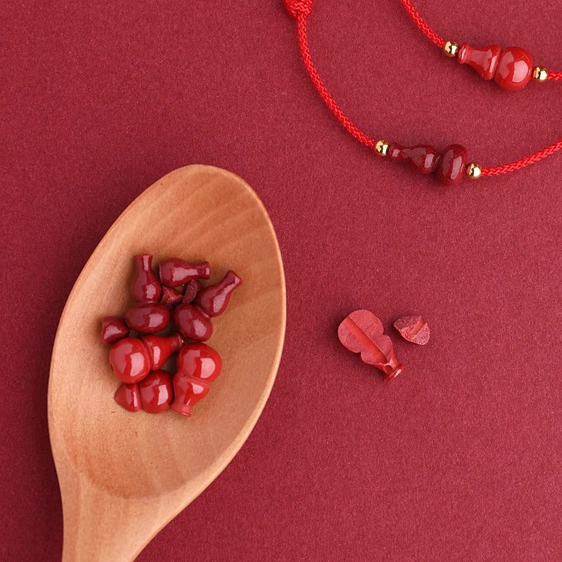 Finished natural red cinnabar gourd bracelet, raw mineral purple clay