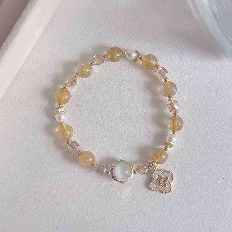 Natural Crystal Fox Lucky Grass Bracelet