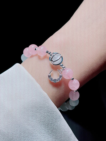 Sweet and Fresh Ins Style Pink Crystal Blue Stone Moon Star Fish Tail Bracelet