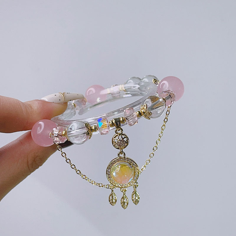 Dreamy Forest Glass Bead Dreamcatcher Bracelet