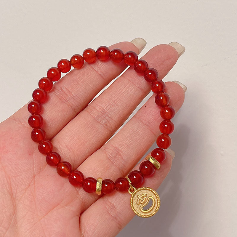 Red Agate Beaded Bracelet for New Year