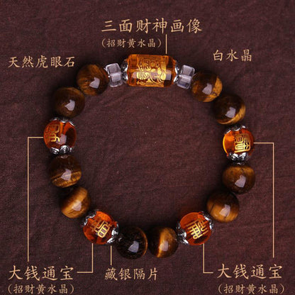 7A grade natural tiger eye stone yellow crystal bracelet