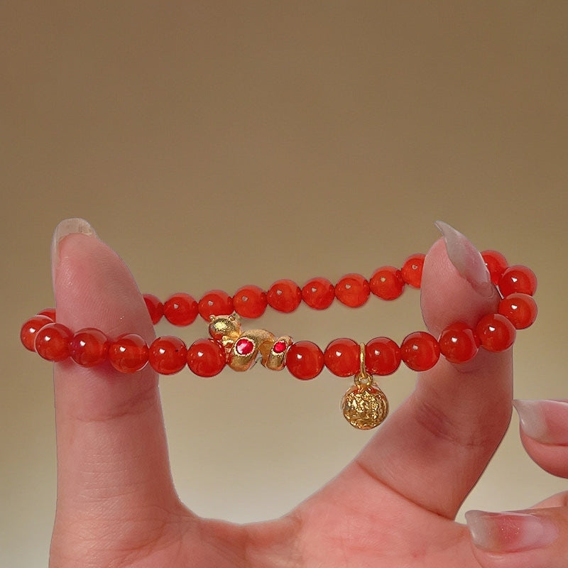 Red Agate Beaded Bracelet for New Year