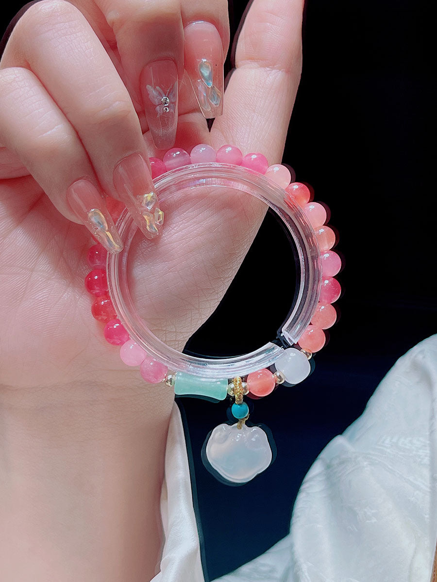 Sweet Colorful Agate Bead Bracelet for Girls