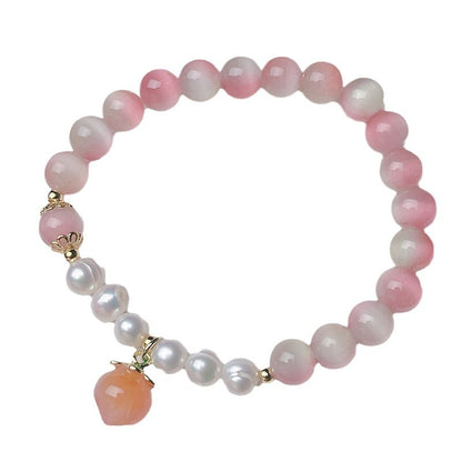 Fairy Pink Gradient Cat Eye Stone Bracelet Women INS Simple Design Peach Butterfly High-end Sense Bestie Accessory