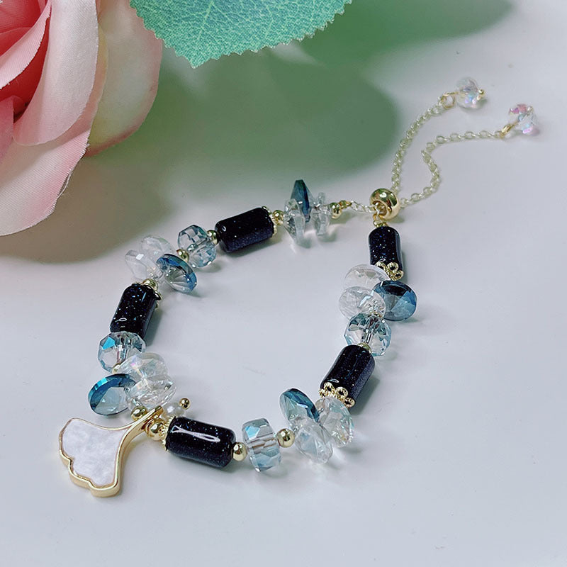 Cute Crystal Bracelet with Star and Flower Charms